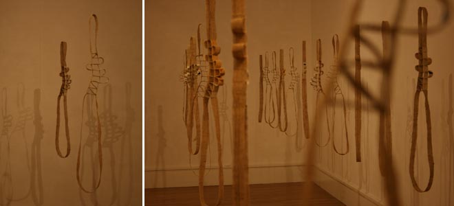 Ancestor Bags installation at MOMA Wales